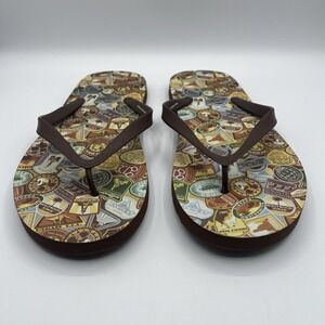 Walt Disney World Land Men's Size 8-9 Brown Flip Flops
